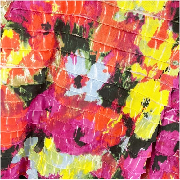 💋3/$20💋 R&K Originals Colorful Floral Ruffles Midi Dress - Picture 2 of 8